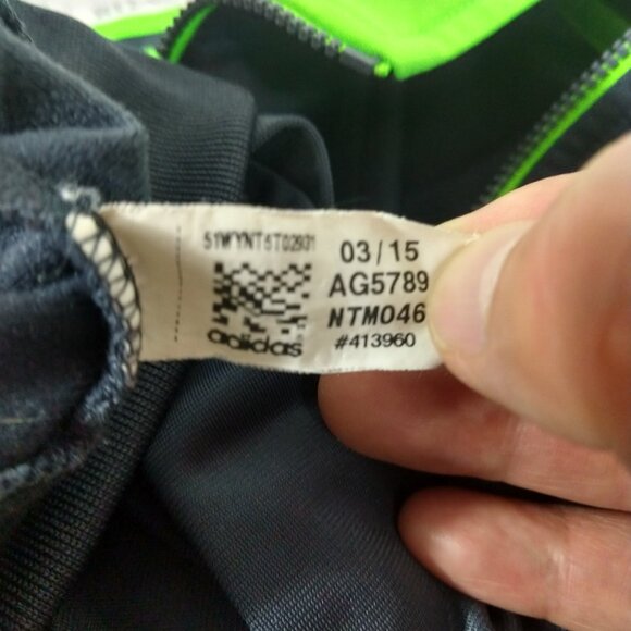 Adidas Boys Spell out Logo On Back Full Zip Jacket Mock Neck Neon Gray Size 4T - Picture 6 of 7